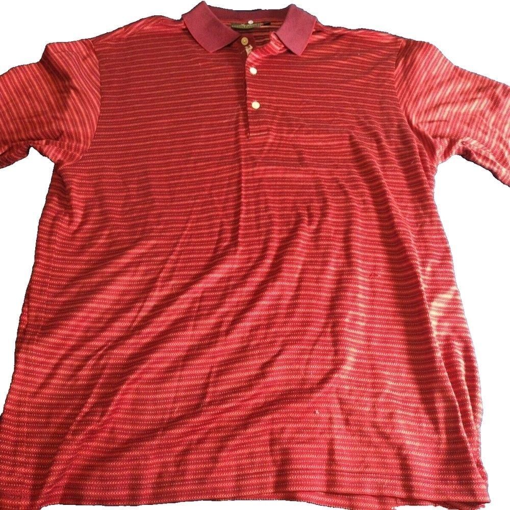 VINTAGE BOBBY JONES MEN'S Red Striped GOLF POLO SZ L Shirt